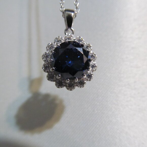 NWT Bella Luce Simulated Tanzanite & Diamond Rhodium over 925 Pendant w Chain - Picture 10 of 16